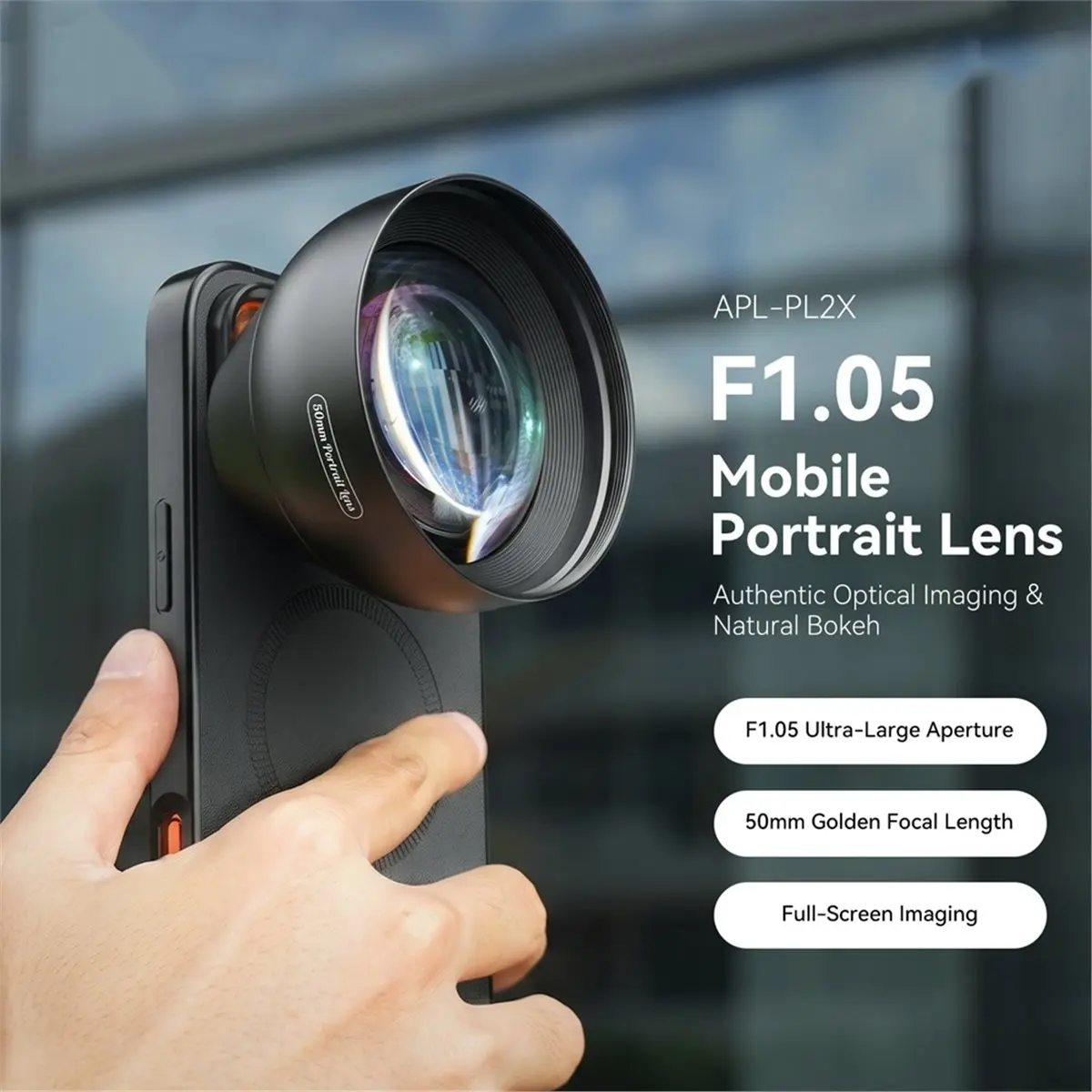 2X Portrait Lens F1.05 50mm Telescope Telephoto Lens with Universal Clip for All Smartphones