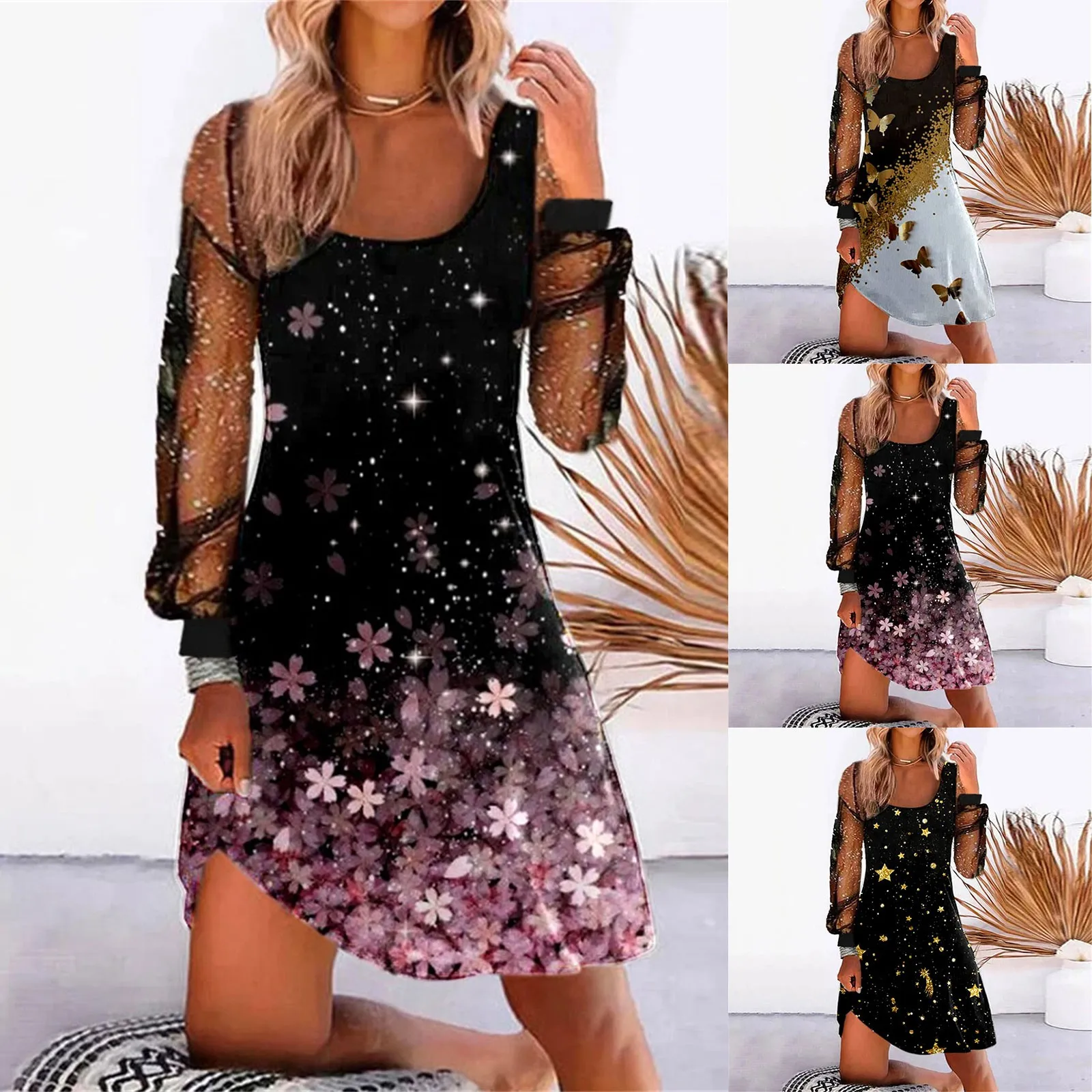 

Dress Casual Summer Sexy Printed Mesh Ladies Spring And Midi Casual Summer Dresses for Women Womens Casual Maxi Dress