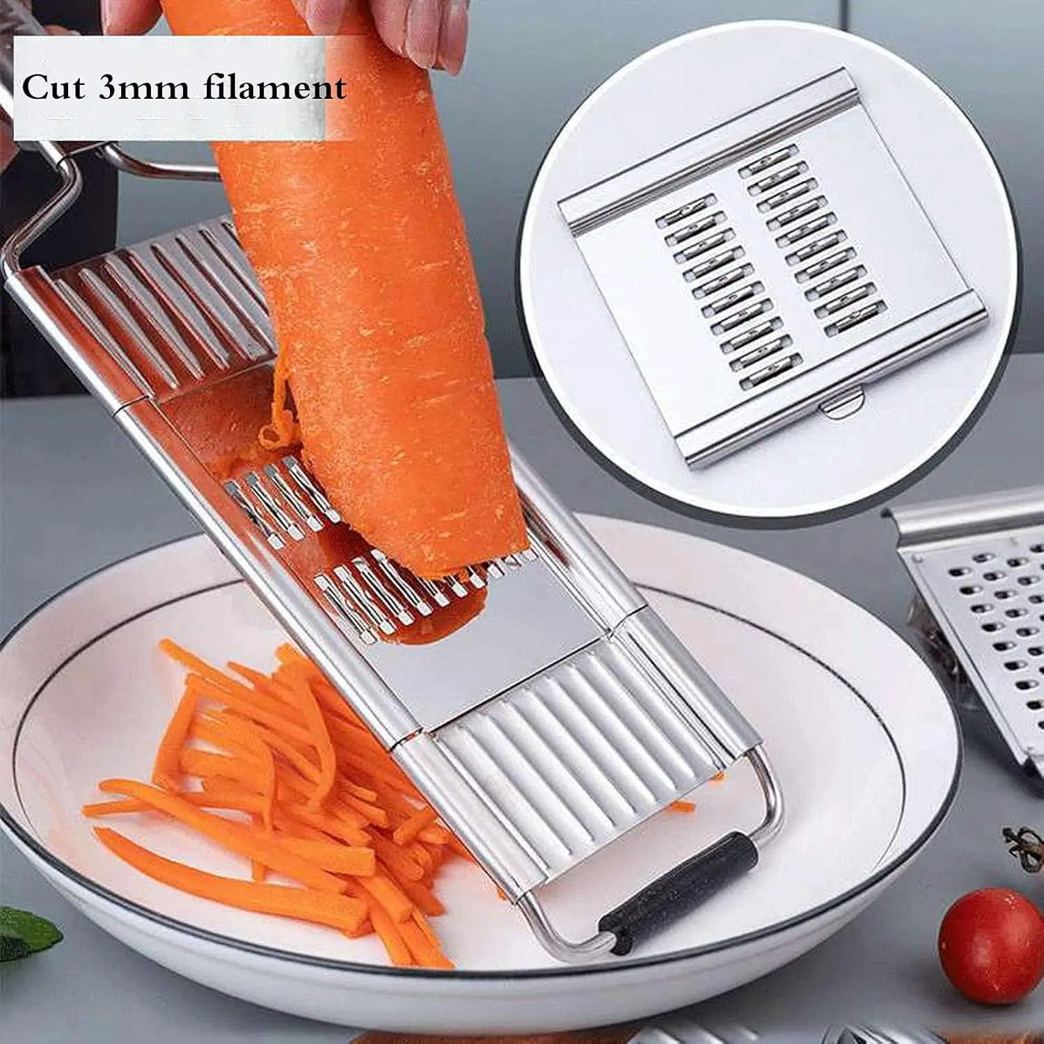 Handheld Food Grater,Professional Zester Slicing Set with 4 Interchangeable Blades for Lime,Cheese,Garlic,Ginger,Chocolate,Vegetable,Fruits view 4
