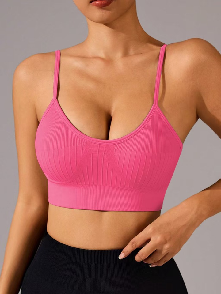  Classic hair-growing knitted ribbed yoga bra halterneck backless for women 