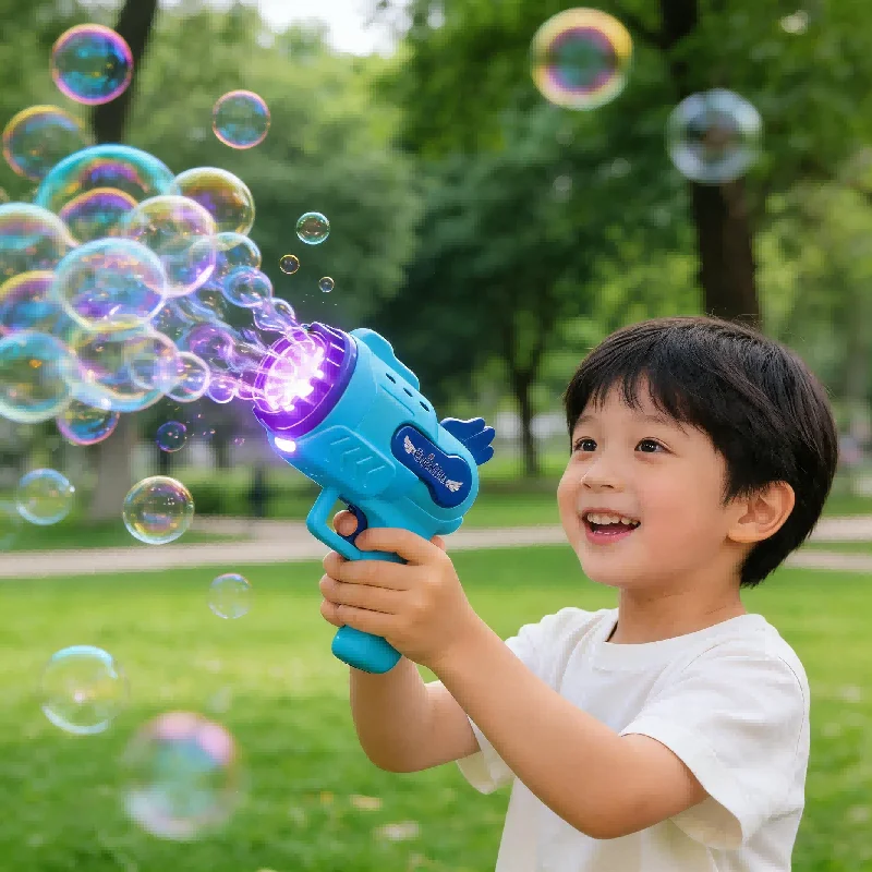مجفف الشعر على شكل مسدس فقاعة أوتوماتيكي قابل لإعادة الشحن لعبة فقاعات الصابون الكهربائية اللعب في الهواء الطلق للبنين والبنات الذين تتراوح أعمارهم بين 6-14 #1