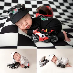 Baby Boy Newborn Photography Outfits F1 Racing Theme Costume Caps Motorcycle Helmet Cool Boy Studio Newborn Photography Props