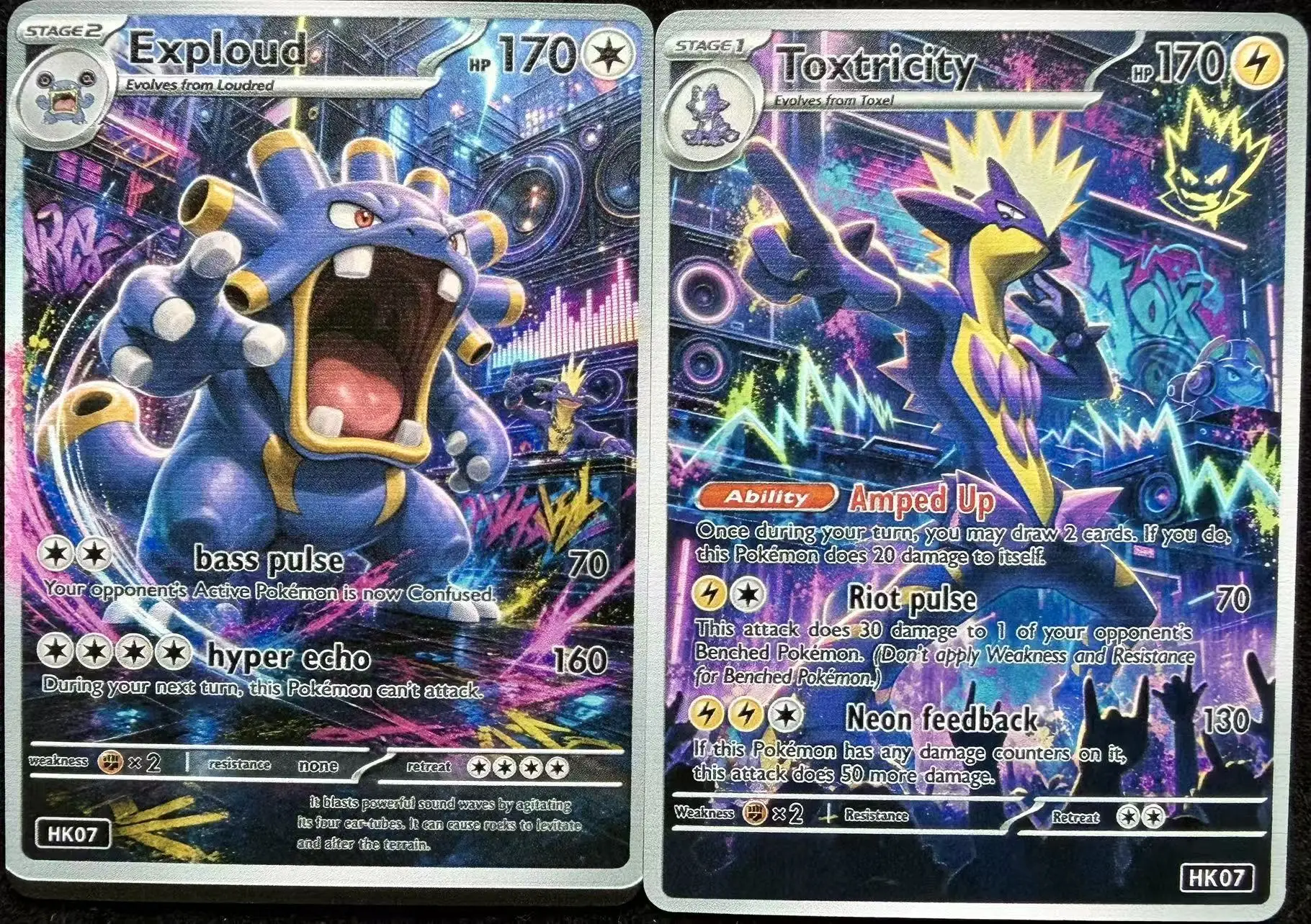 PTCG Cards Neon Stage Set Holo Rare Cards Exploud Toxtricity Rillaboom Jigglypuff Rotom PTCG Cards Gift Collection PKM DIY Gift