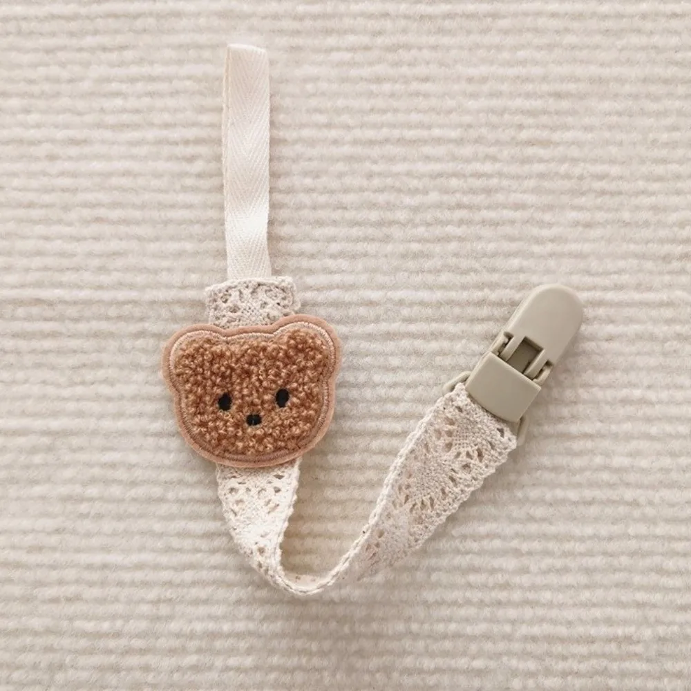 Cartoon Cute Bear Pacifier Chain Portable Plastic Fabric Rope Dummy Nipple Clip Hanging Soother Accessory