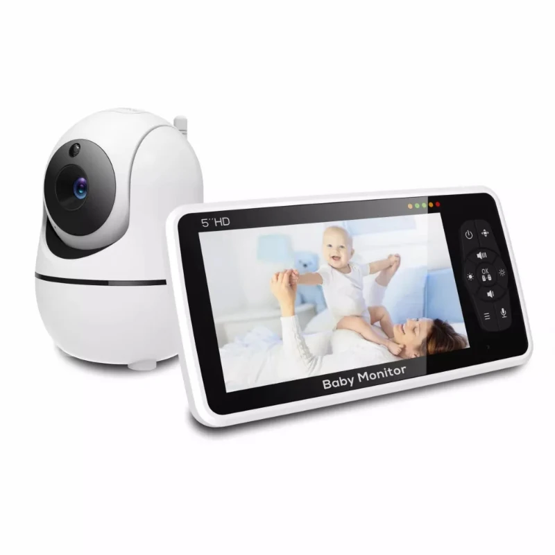 

HD 5 inch video baby monitor with camera audio two-way call lullaby 4x zoom temperature sensor long battery life