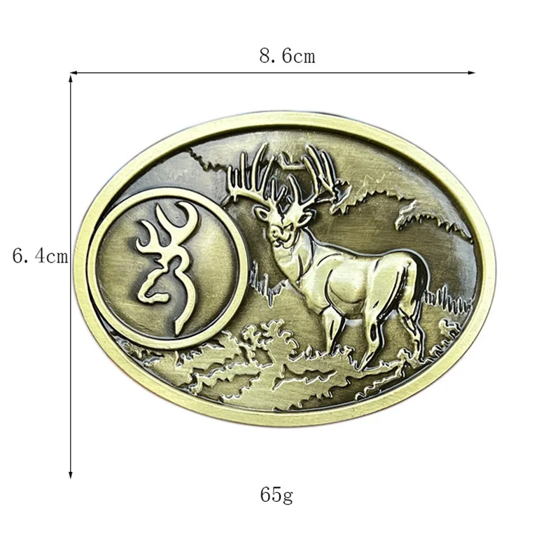 مشبك حزام بشعار الأيائل من سبائك الزنك على الطراز الغربي