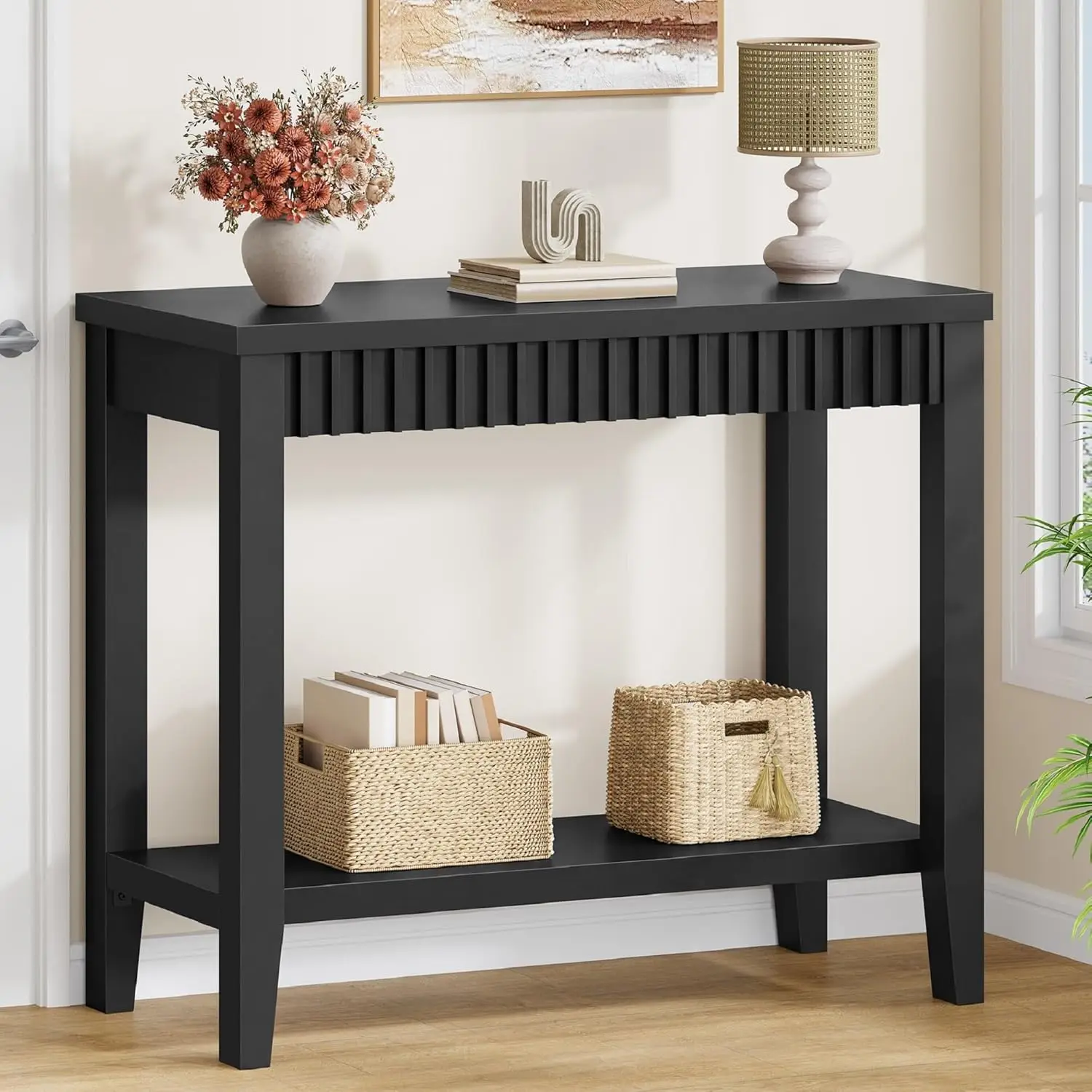 

32" Entryway Table, Console Tables for Entryway with Shelves, Sofa Hallway Table with Open Storage for Living Room,, Customized