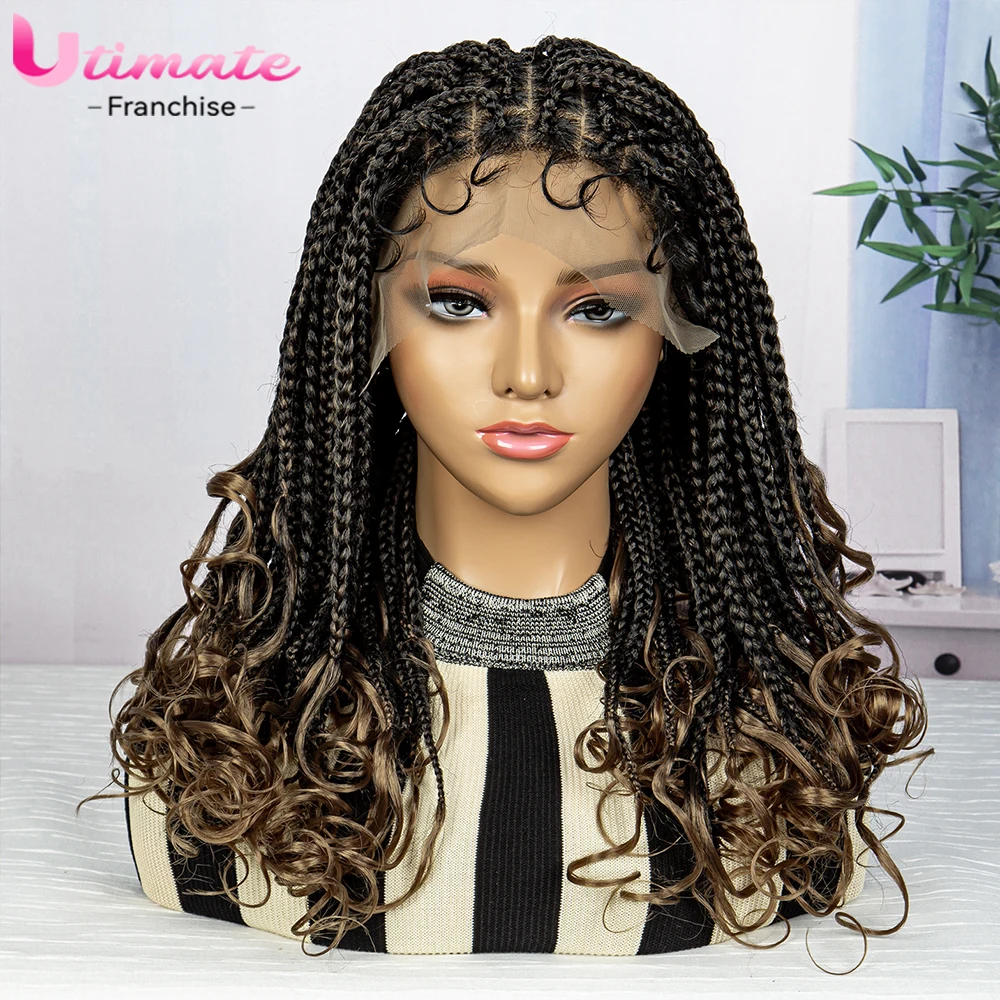 Box Braided Wigs Lace Front Synthetic Braids Wigs Syntehtic Hair for Women Lace Front Box Braided Wigs