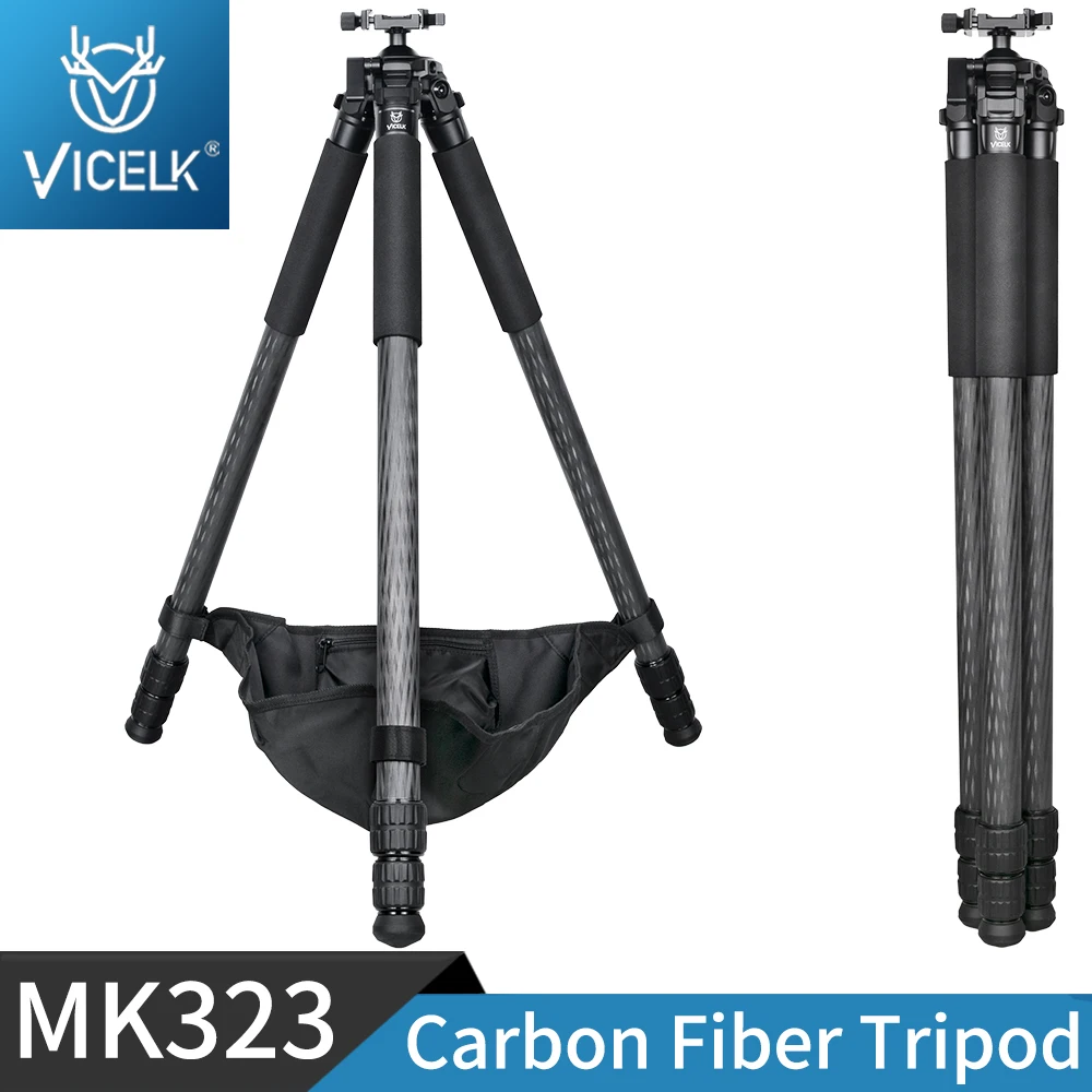

VICELK MK323 CarbonFiber Tripod 36mm Max Tube with 360° Rotating BallHead Adpter for Photography, Hunting and Outdoor, Load 30kg