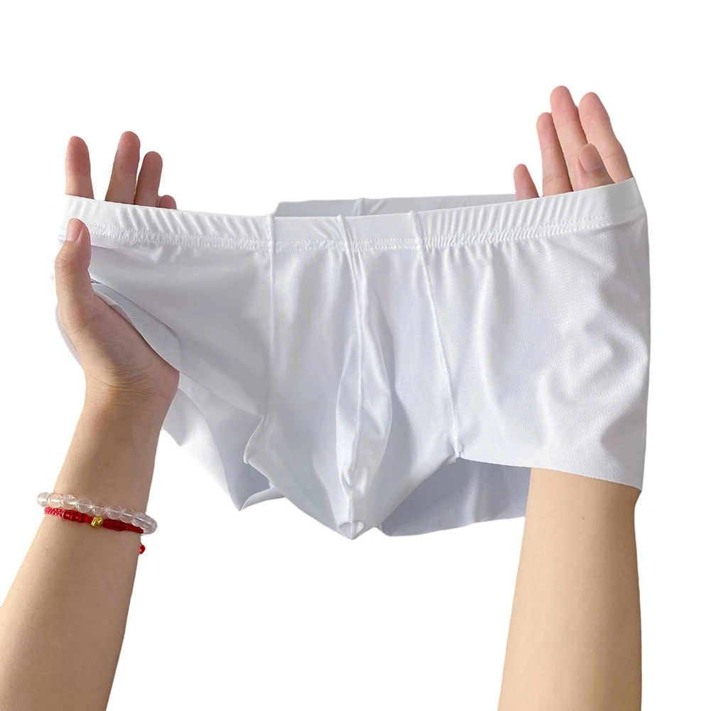 

Men Ice Silk Seamless Boxer Shorts Ultra Thin Breathable Underwear with U Pouch Design Comfortable Trunks for Daily Wear