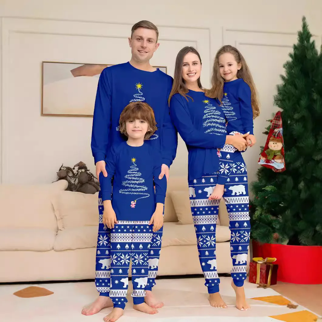 

Family Christmas Look New Pattern Long Sleeve Dad Mom Kids And Baby Two-Piece Home Wear Pajamas Set Parent-Child Xmas Clothes