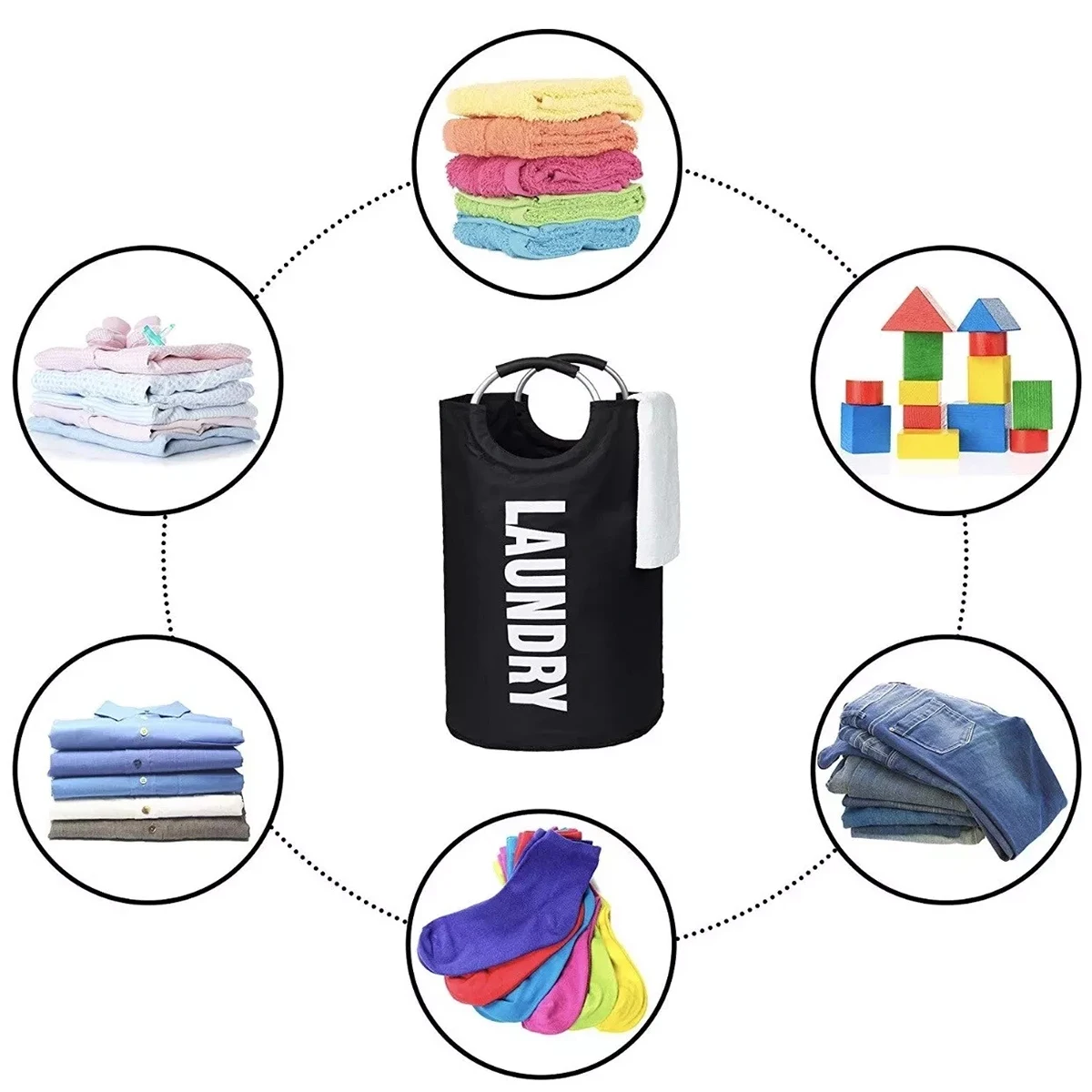 منزل جديد سعة كبيرة صندوق تخزين ملابس حقيبة أكسفورد القماش حقيبة الغسيل مقبض دائري سلة تخزين الغسيل القذرة