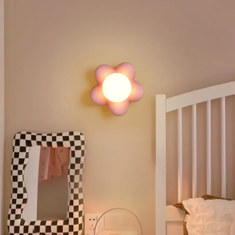 Nordic Simple Wall Light Warm Home Decorations LED Light Children Flower Lamp Indoor Bedside Wall Light Living Room Pendant lamp