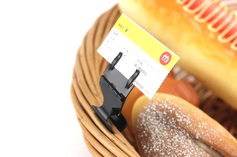 Clip in metallo pop per panetteria, cartellino del prezzo, cartellino, display per carte, porta etichette a scatto, morsetto pubblicitario nero oro argentato