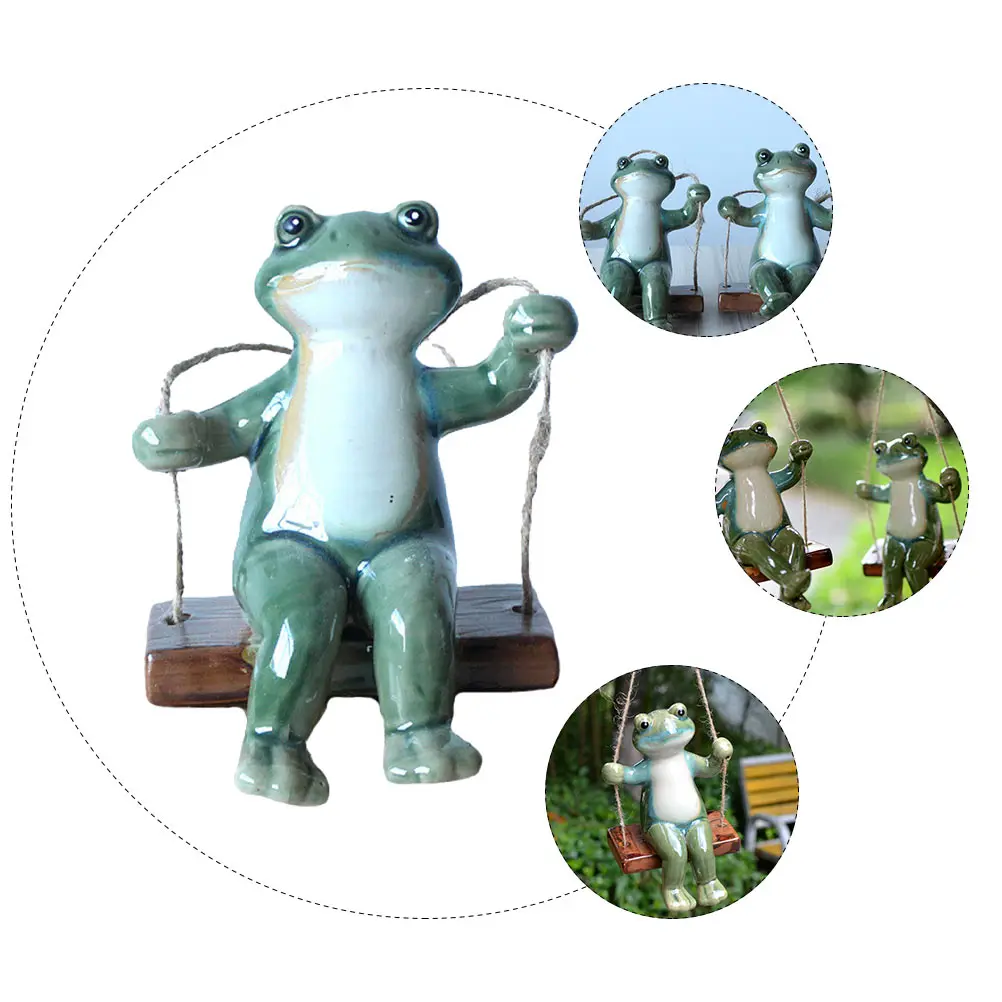

1Pcs Swinging Frogs Ornament Ceramic Home Decoration Hanging Garden Door Wall Art Rustic Chic Swinging Frogs Sculpture for Room
