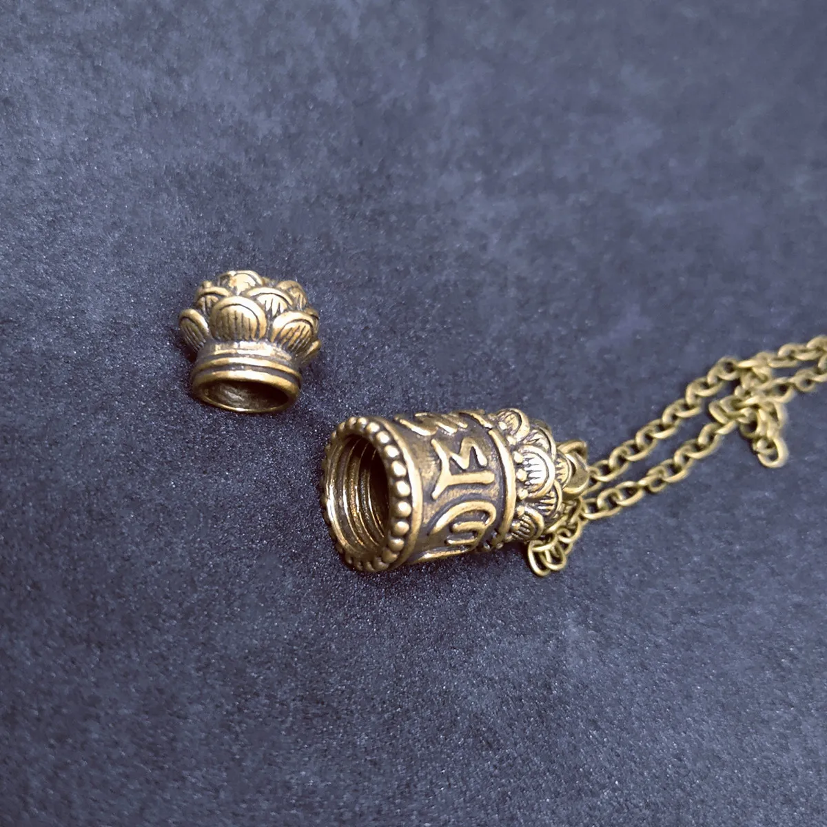 Mini Brass Spoon Jar Accessories Pendants Locket Sanskrit Mantra Embossed Necklace Urn necklace Charm Memorial Jewelry