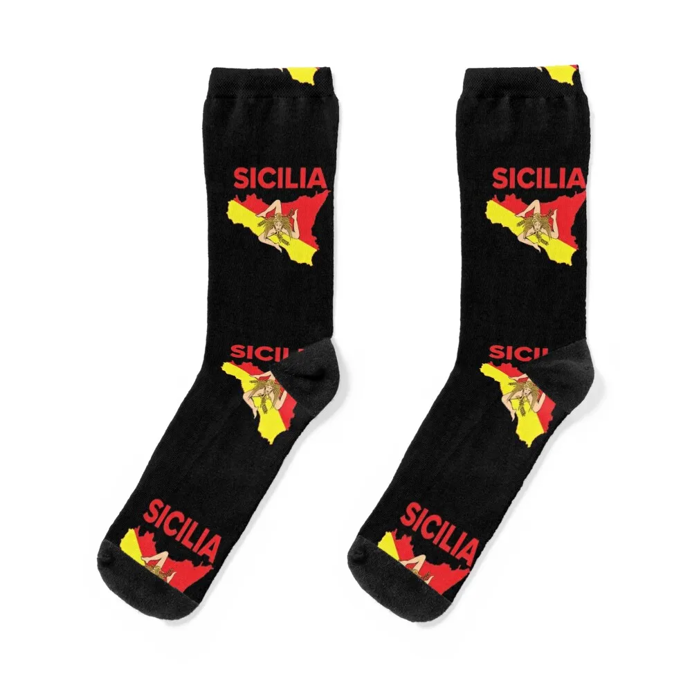 Sicilian Pride - Map of Sicily Trinacria Socks Antiskid soccer designer brand Run Woman Socks Men's