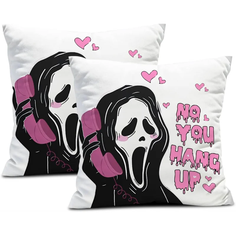 

Snycler No You Hang Pink Ghost Horror Face 2-piece Set White Pillowcase Horror Halloween