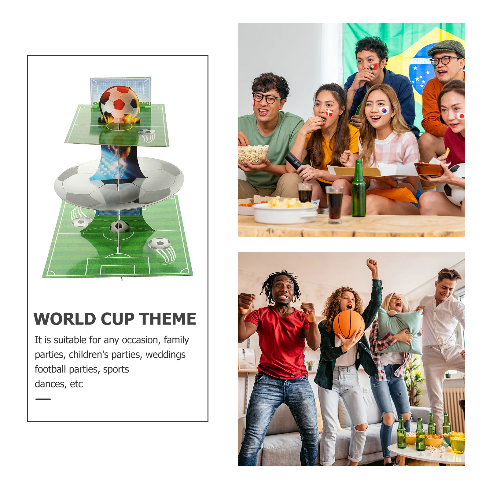 

Paper Cake Stand Multi-Layer Football Themed 3 Tier Cupcake Display Stand For Party Wedding Dessert Holder Cake
