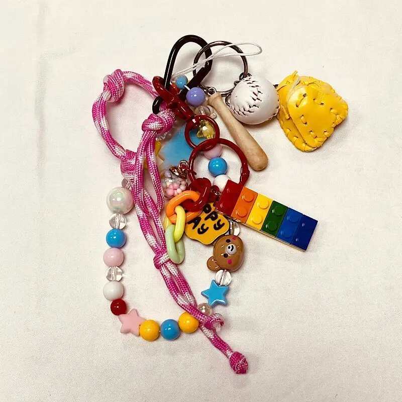 New 2025 Fashionable Ins Rainbow Beads Novel Hanging Chain Ropes Key Bag Pendant For Men And Women Jewelry Accessories
