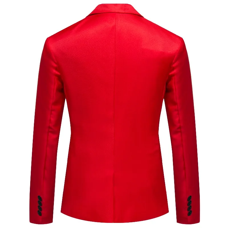Herren Einknopf-Blazer Jacke mit Revers Slim Fit Einfarbiger Anzugmantel Koreanischer Stil Jugendlich Lässig Geschäftlich Hochzeit Formelle Oberbekleidung – Detail 4
