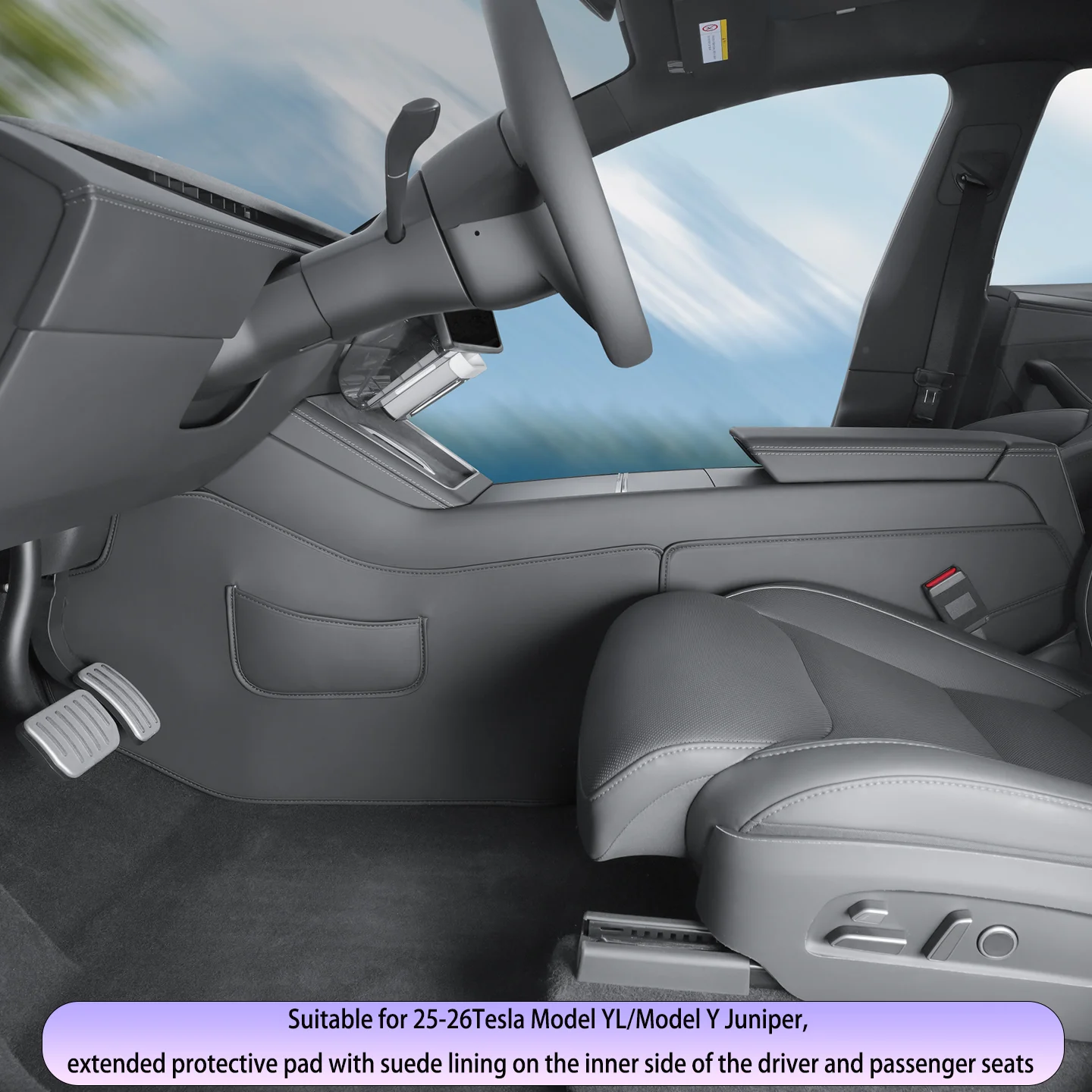 For Tesla ModelYL Extended Protective Pad Suede Lining Inner Driver & Passenger Seat Covers for Enhanced Car Interior Protection