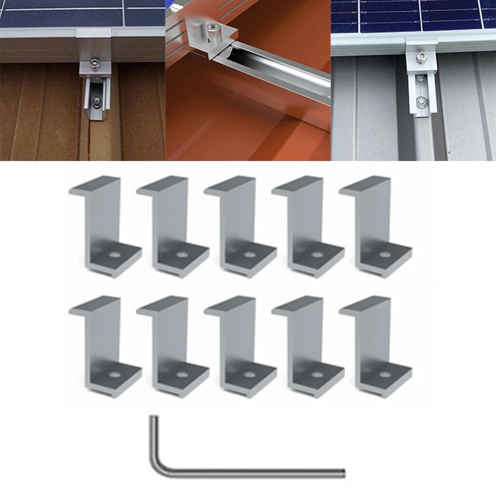 

10 Pieces PV End Clamps Aluminum Alloy Solar Panel Mount Brackets for Photovoltaic Panels 30mm 35mm 40mm 45mm Frame Compatible