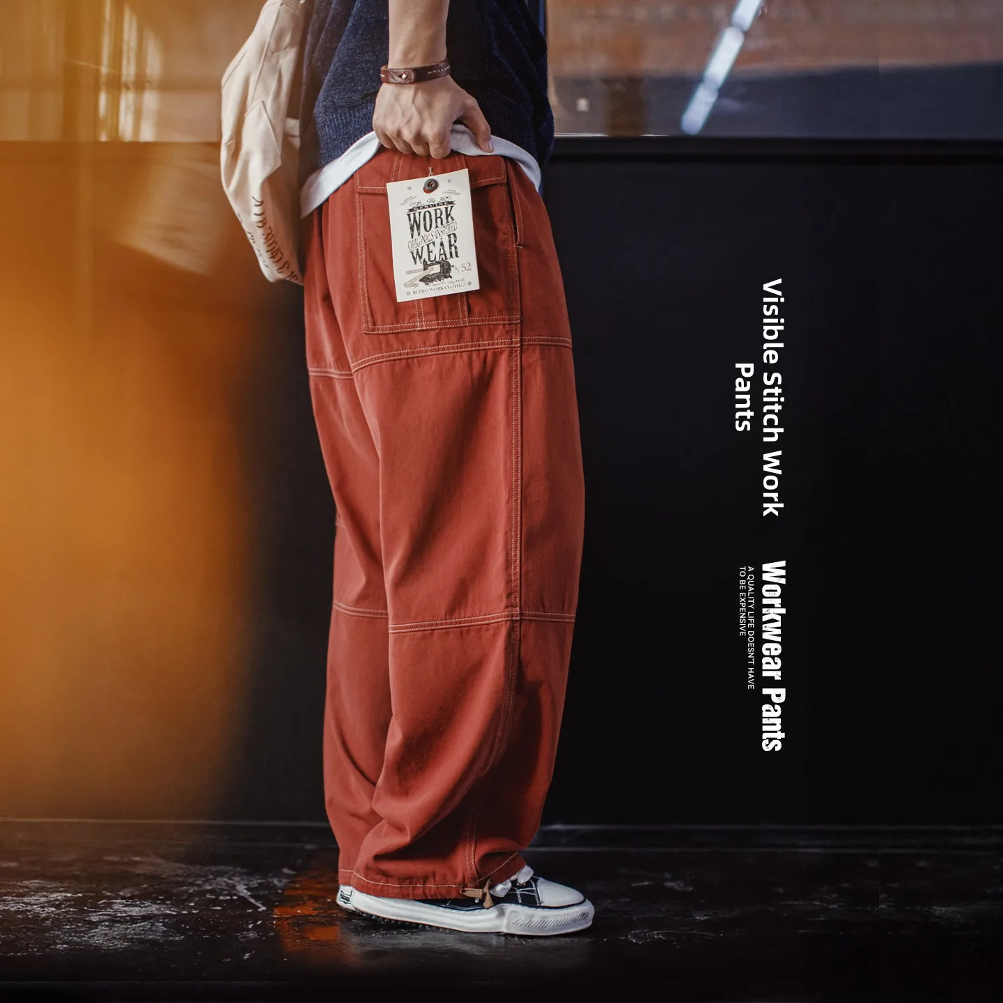 

Рабочие брюки Maden в американском ретро-стиле, прямые, широкие, повседневные, для мужчин, весна