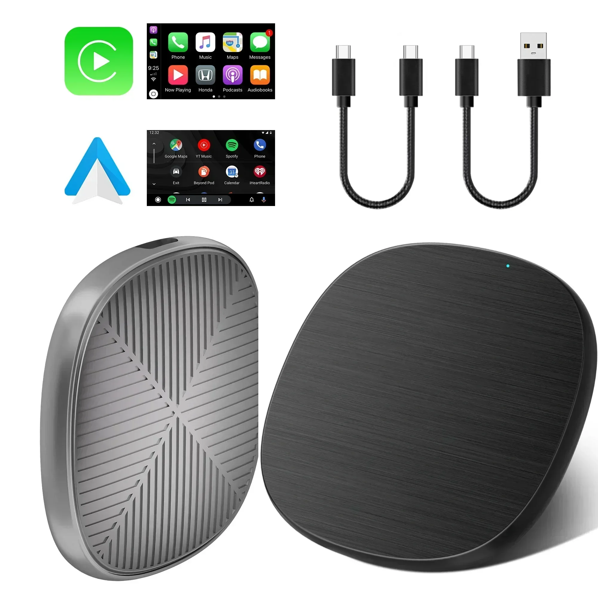 2in1 CarPlay Adapter Android Auto 2in1 Wired To Wireless Carplay Dongle Plug and Play  Car Accessories Gifts for Man Woman