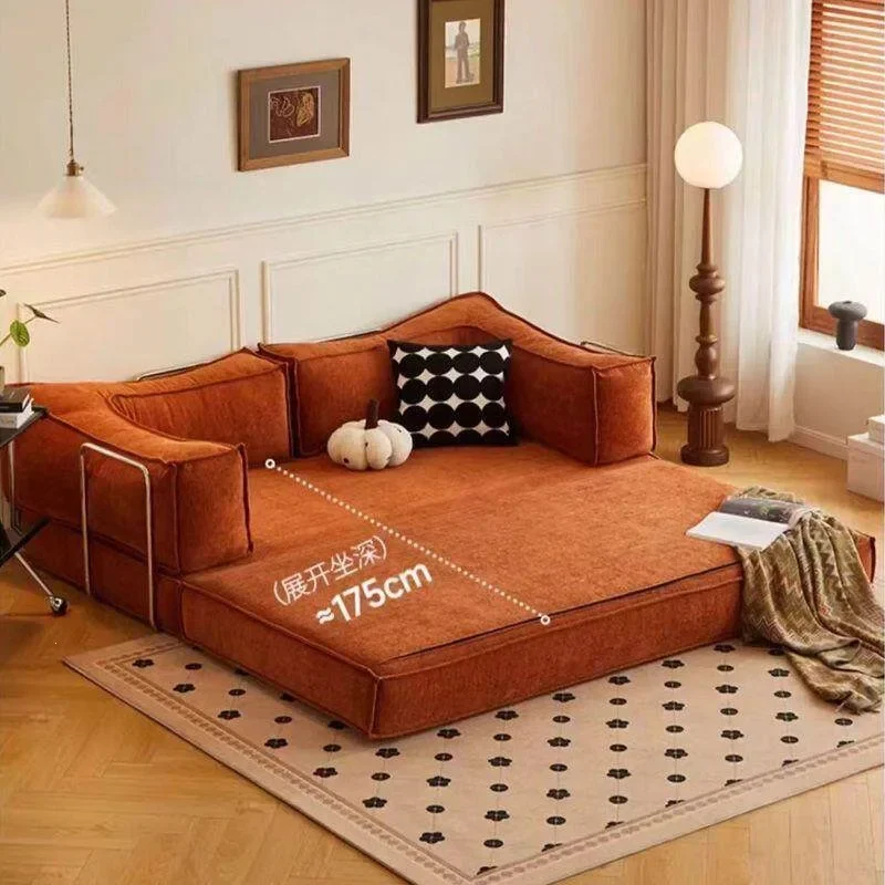 Fabric sofa living room small apartment rental room single double compressionsofa dismantling and washing integrated dual-purpo
