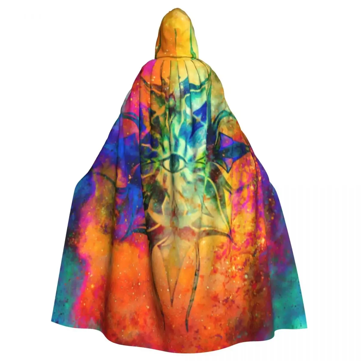 Mandala In Cosmic Space Hooded Polyester Unisex Witch Cape Costume Accessory