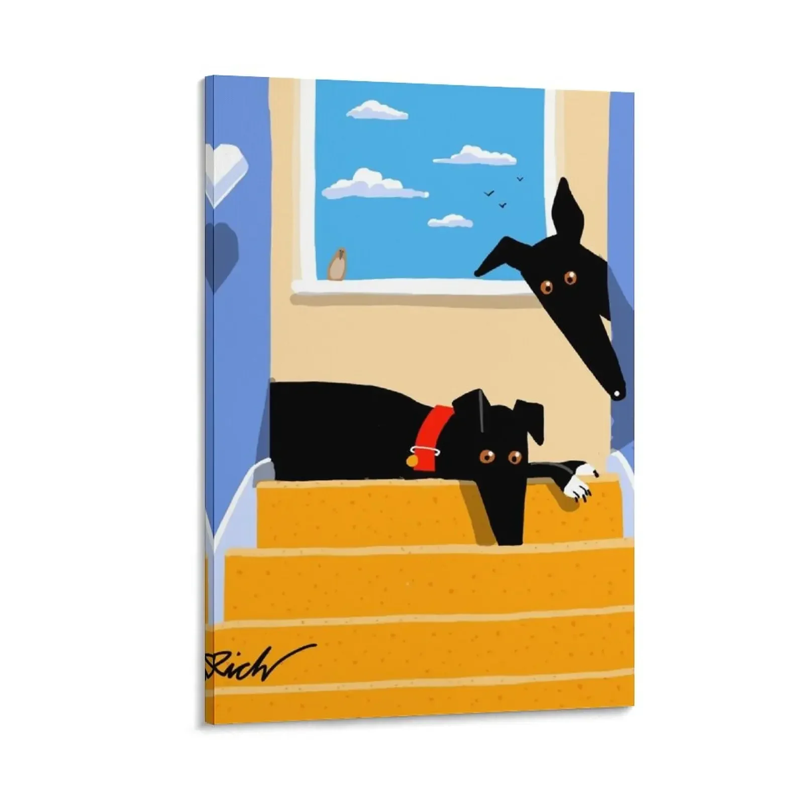 

The Hounds at the Top of the Stairs Canvas Painting room decor home decorations Paintings