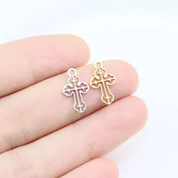 10pcs Stainless Steel Cross Fashion Jewelry Charms Pendant DIY Handcraft  Vacuum Plate Waterproof Antiallergic