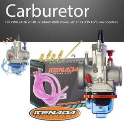 KENADA Racing Flat Curtain Carburetor For PWK 24 26 28 30 32 34mm With Power Jet 2T 4T ATV Dirt Bike Scooters