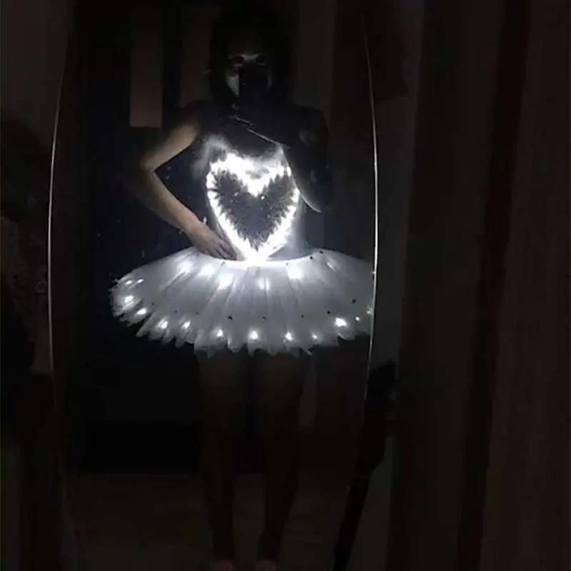 Светящаяся юбка-пачка, флуоресцентный балетный танцевальный костюм, одежда для выступления на сцене, свадебная вечеринка, сверкающее платье принцессы, ночник
