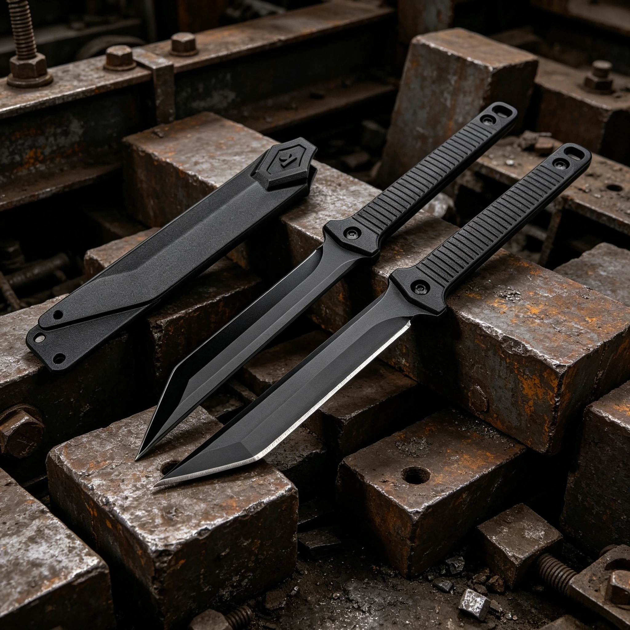 Model 4008 Outdoor Fixed Blade Knife 8Cr13MoV Steel Blade Nylon Fiberglass Handle, All Black Camping Knives Nice Present for Men