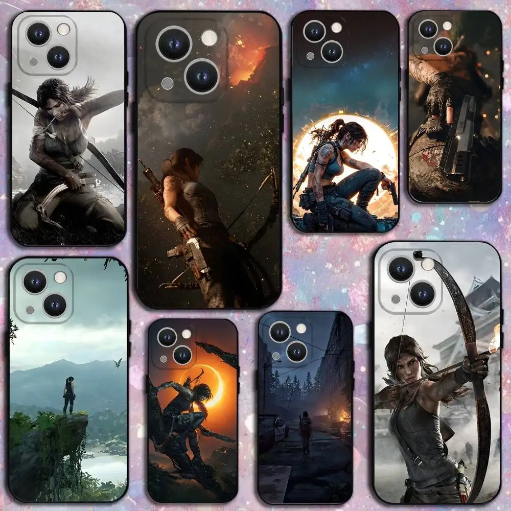 

L-Lara-Croft T-Tomb Raider Phone Case For iPhone 16,15,14,13,12,11 Plus,Pro Max,XS,X,XR,SE,Mini,8,7,Soft Silicone Black Cover