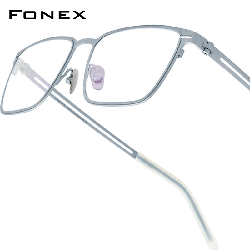 

FONEX Acetate Titanium Glasses Frame Men Brand Design Square Retro Eyeglasses Ultralight Spectacles Japanese Eyewear MRX8827