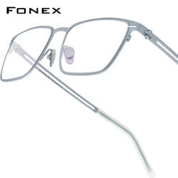 FONEX Acetate Titanium Glasses Frame Men Brand Design Square Retro Eyeglasses Ultralight Spectacles Japanese Eyewear 85779