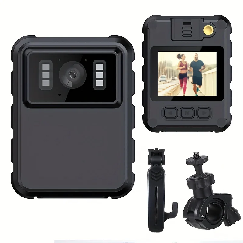 Full 1080P Police Body Camera with 2 Brackets, Waterproof Night Vision Portable Wearable Sports Camera, Work 7-8 Hours