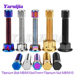 Yaruijia Titanium Bolt M8/M10x47mm Motorcycle Chain Adjuster Rear Axle Bolt Sprocket Locking Screws for KAWASAKI SUZUKI YAMAHA