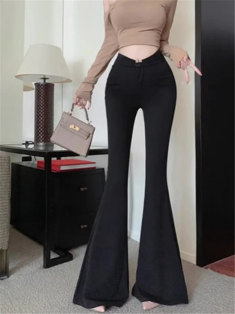 

High Waist Women Pants Micro Flared Pants Suit Pants Women's Winter Hanging High Waist Slimming Casual Pants