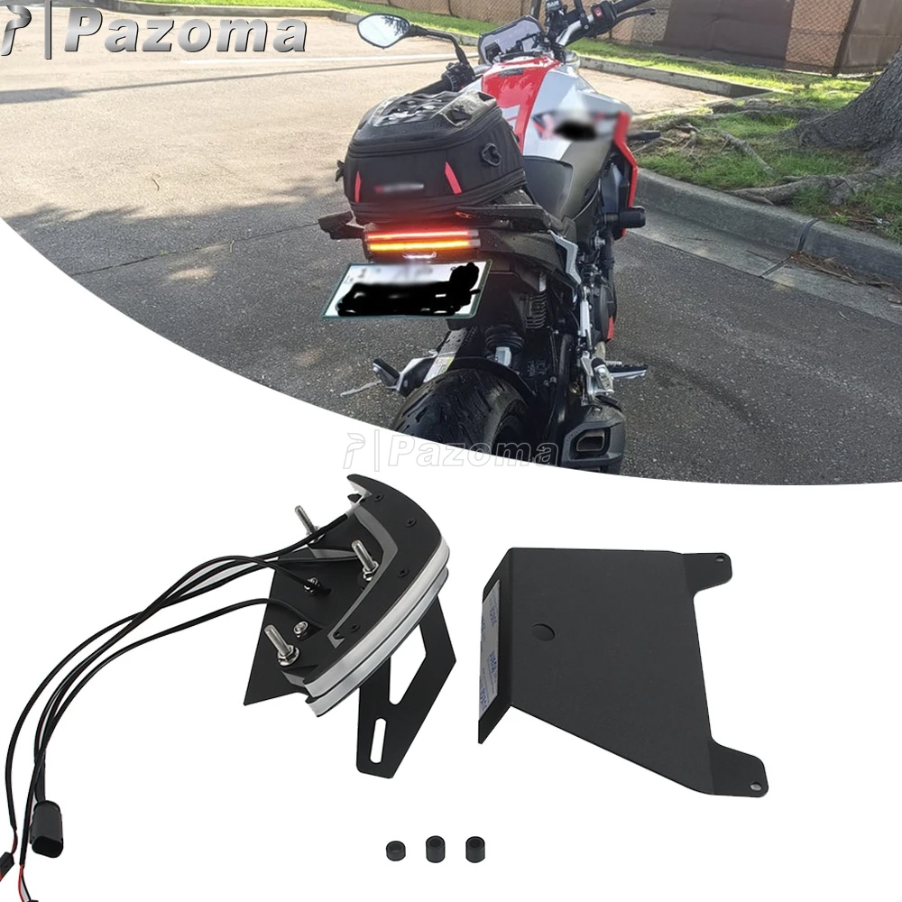 Motorcycle Number Plate With Light LED Turn Signal Lamps Rear Brake Blinker Fender Eliminator For BMW F900R F900XR CNC Aluminum