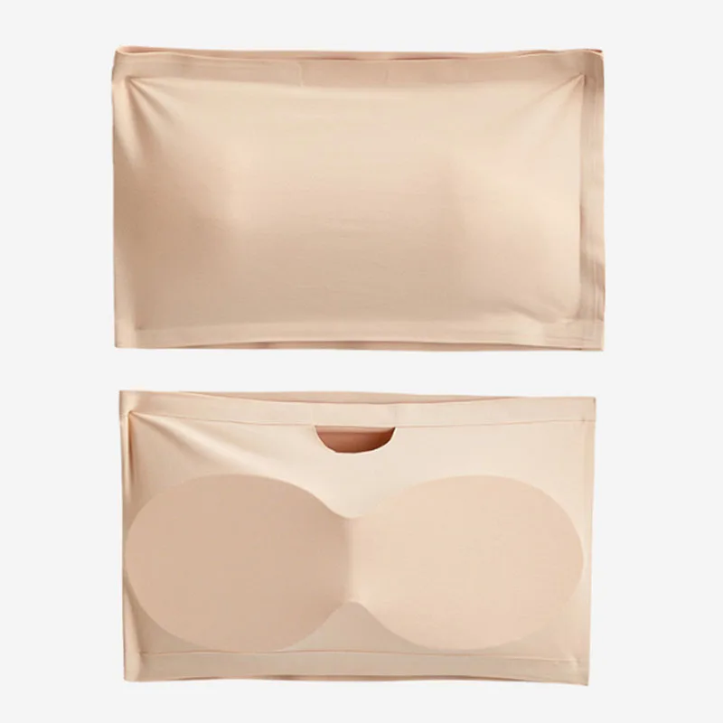 One Piece Sexy Tube Tops Women Strapless Removable Chest Cushion Push Up Bra Basic Black White Skin Ice Silk Thin Seamless Bra - view 6