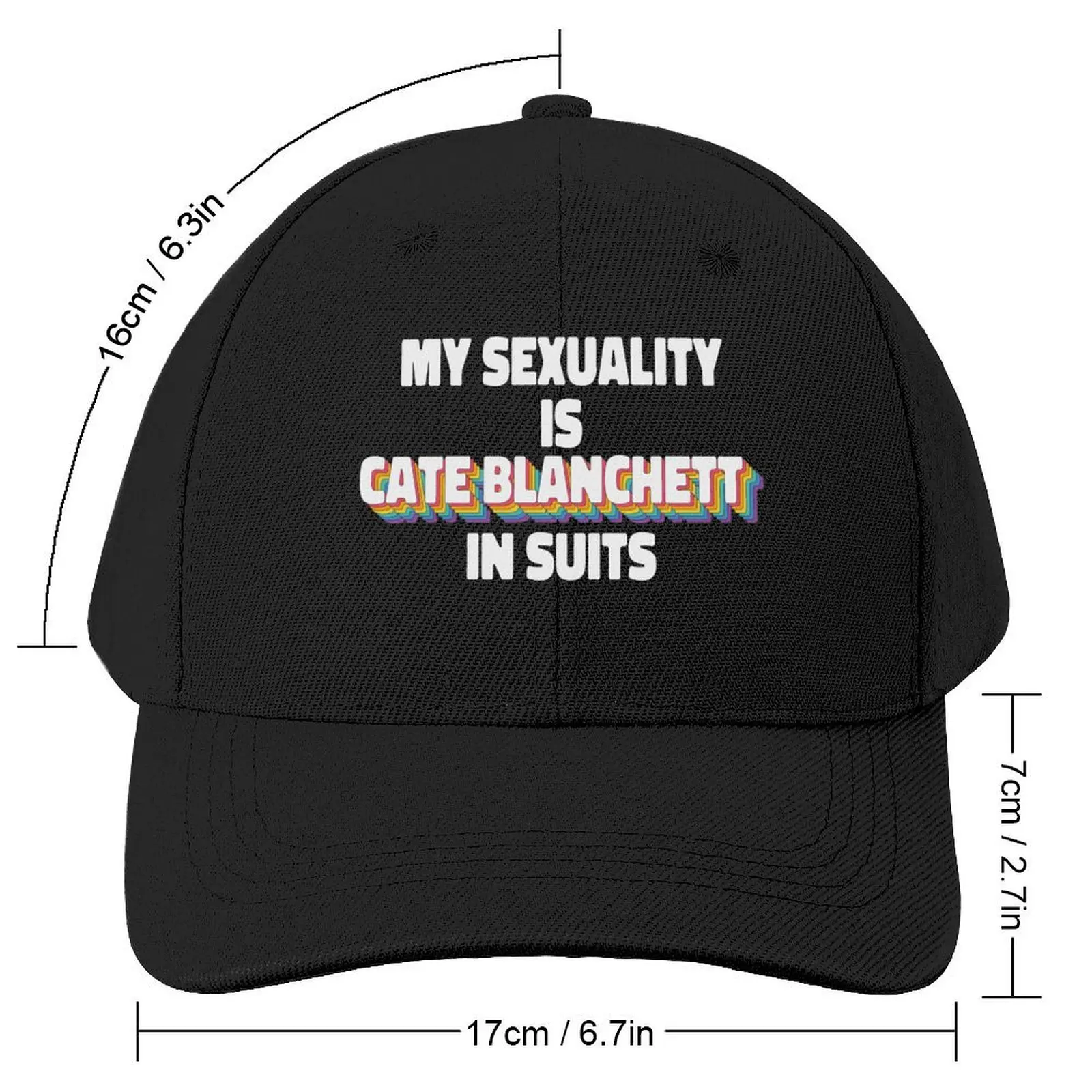 My Sexuality Is Cate Blanchett In Suits Rainbow Baseball Cap Designer Hat Big Size Hat summer hat Women Hats Men's