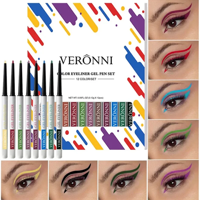 12pcs/Set Ultra-thin Waterproof Liquid Eyeliner Korean Makeup for Women Quick Dry Smooth Eye Liner Long Last Lower Eyelash Pen