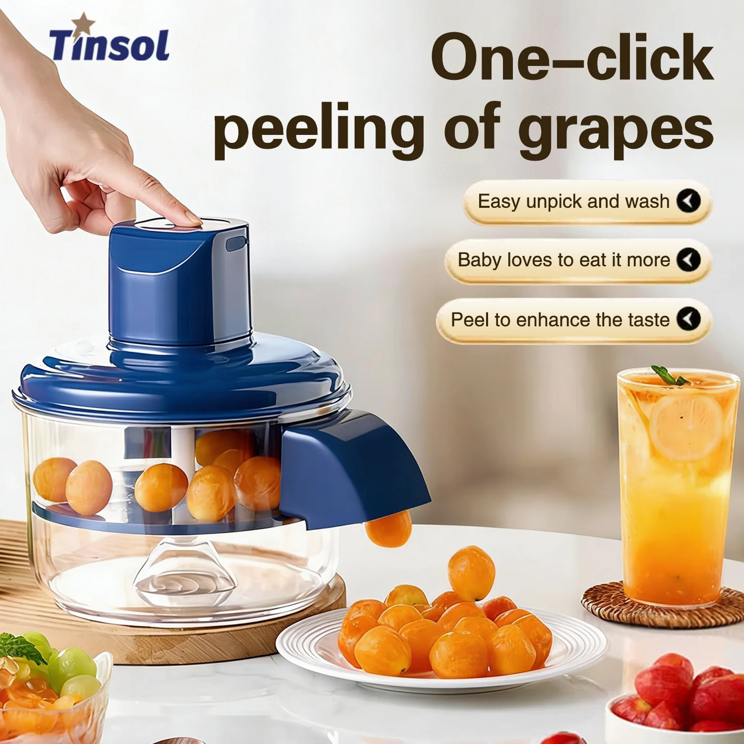 

TINSOL электрическая овощечистка для винограда, автоматический мини-инструмент для очистки фруктов, умная овощечистка и фруктов, кухонная пилинг Wonder