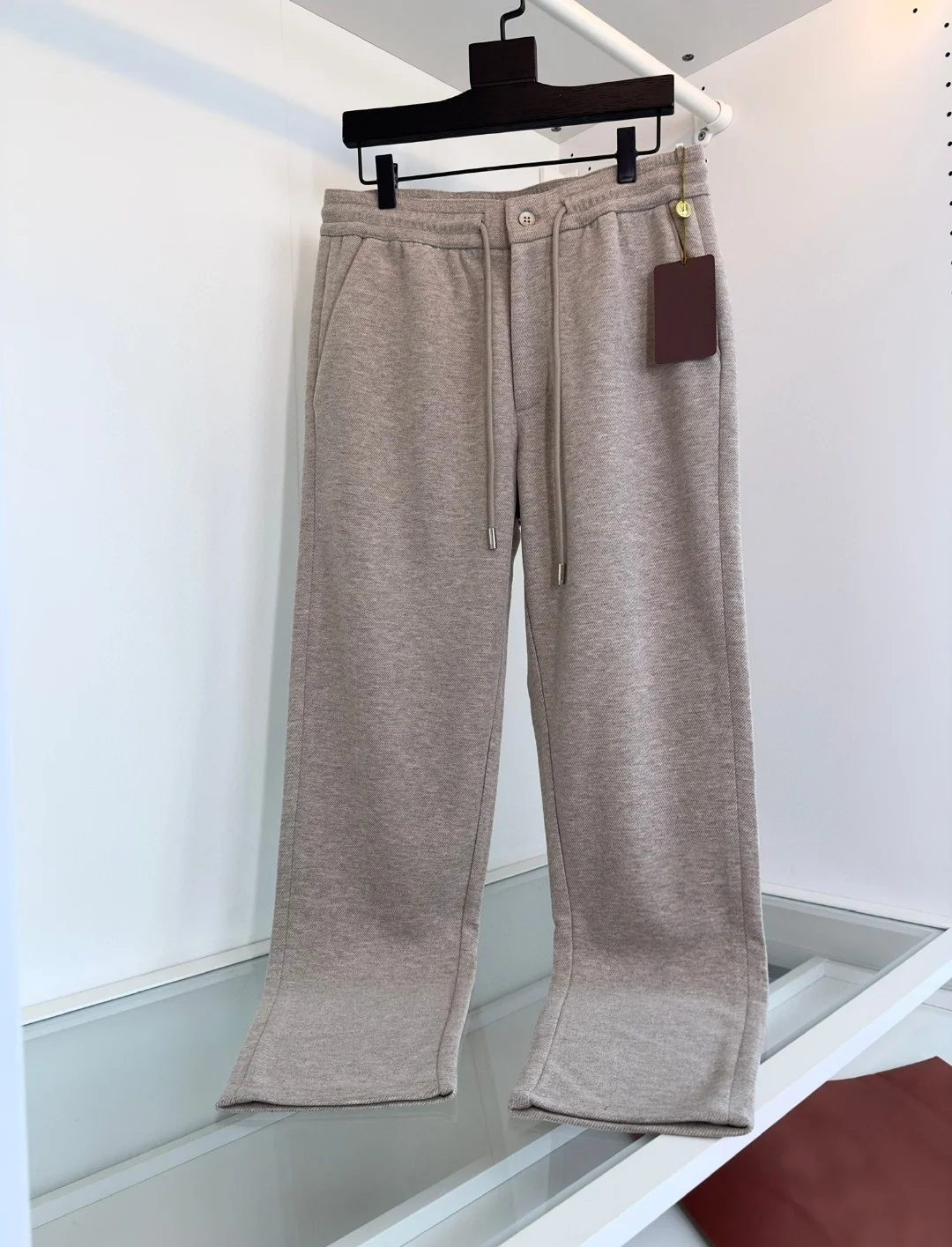 

Ele Wool Blend Casual Pants with Dstring Elastic Waist Straight Leg Long Trousers for Men Autumn Winter Faion