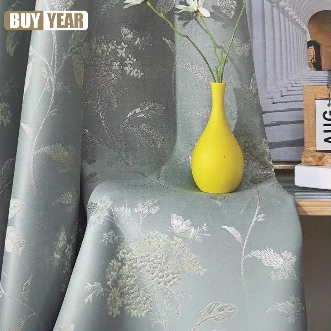 New Color-woven Jacquard Bright Silk High-precision National Style Blackout Curtain Bedroom Living Room Relief Curtain Cloth