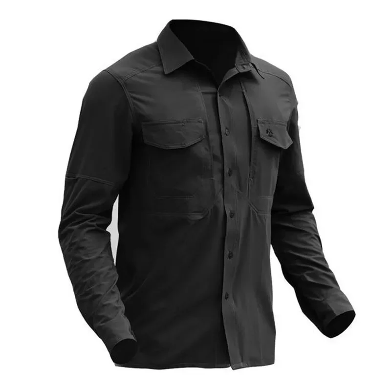 

Men Outdoor Climbing Training Quick Dry Stretch Tactical Shirt Male Hiking Hunting Camping Breathable Long Sleeve Military Tops